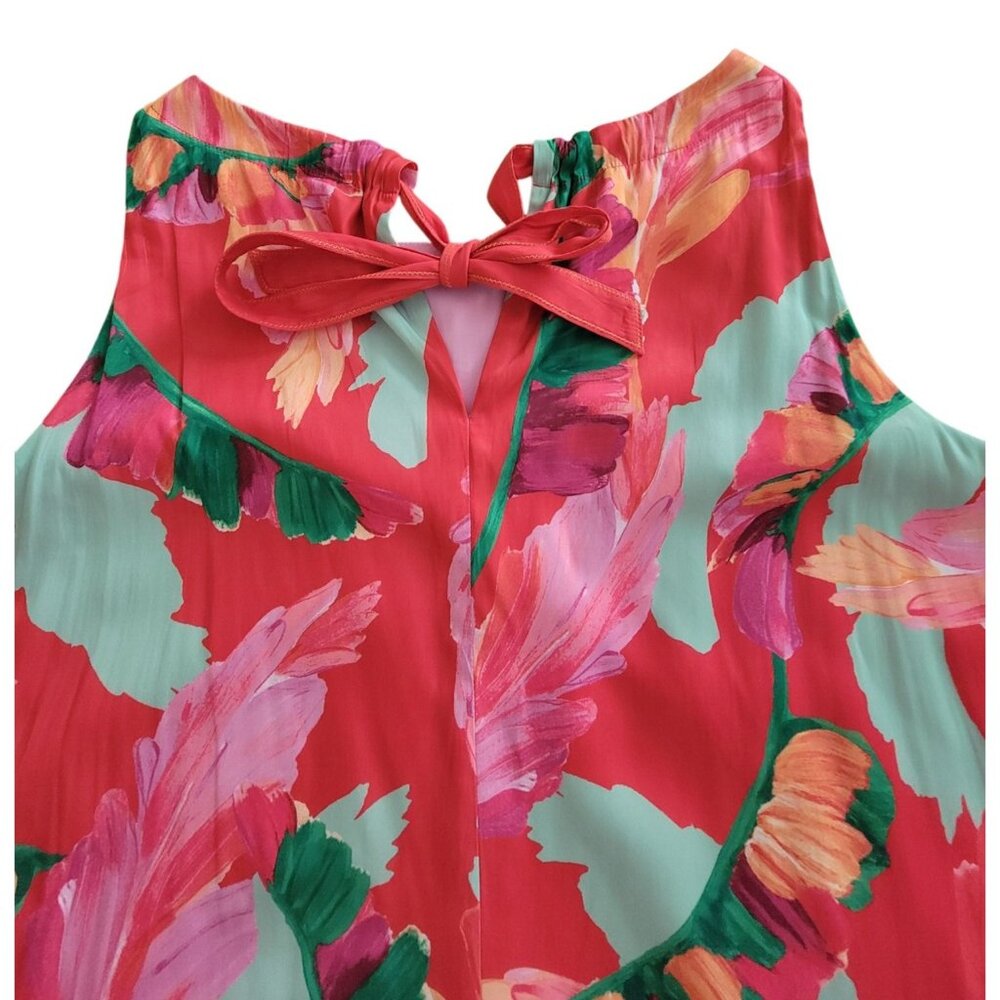 Chicos Tie-Back Foliage Botanical Print Trapeze Sleeveless Lined Dress Sz 4 (20) - Picture 6 of 8